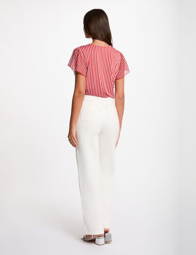 T-shirt with tie neck red women