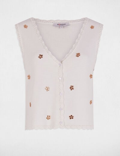Sleeveless cardigan white women