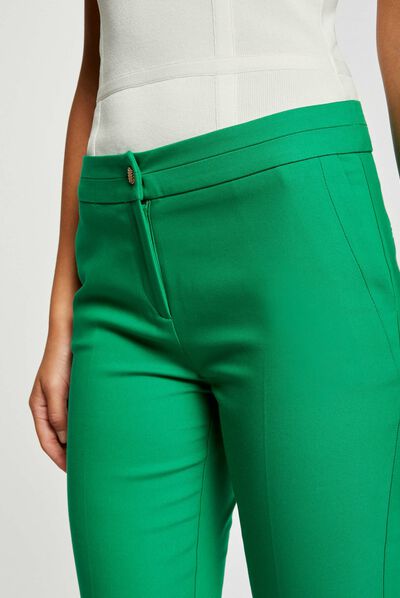 Cropped straight city trousers green ladies'