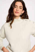 Long-sleeved jumper with buttons ivory women