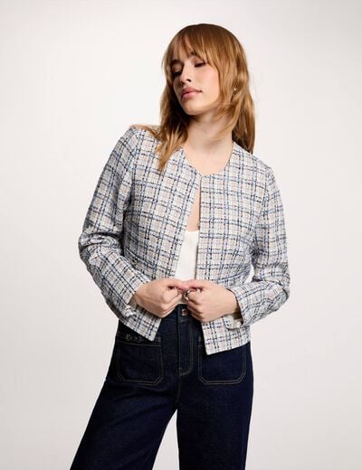 Fitted tweed jacket multicolor women