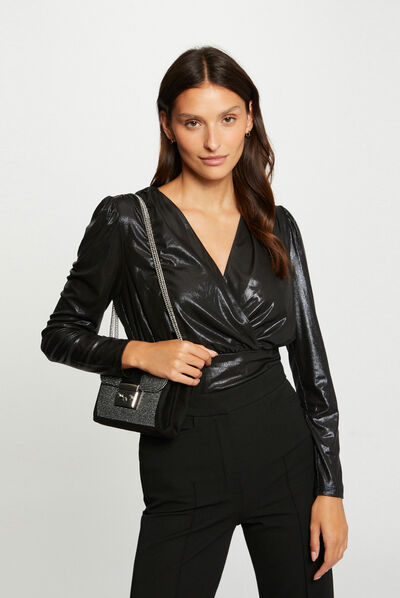 Long-sleeved t-shirt with wet effect black ladies'