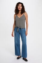 Débardeur cropped col v noir femme