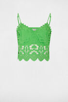 Crop top thin straps green women