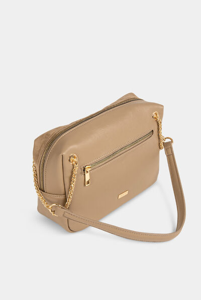 Rectangular shoulder bag beige ladies'