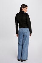 Zipped short suede jacket black women
