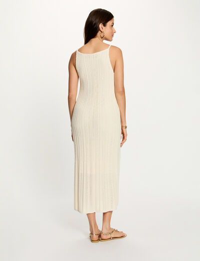 Embroidered knit dress ivory women