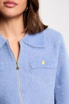 Long-sleeved cardigan with lapel collar blue women