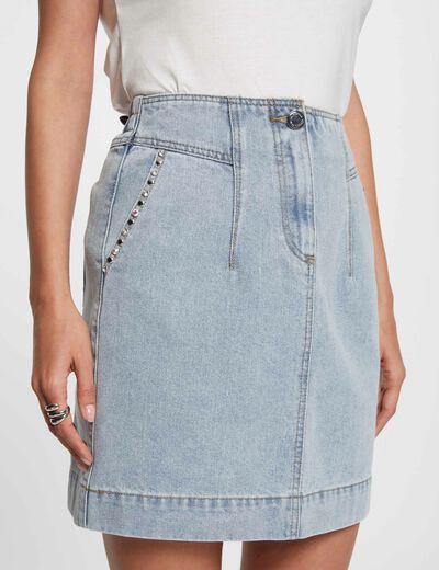 Short denim skirt jean bleached women