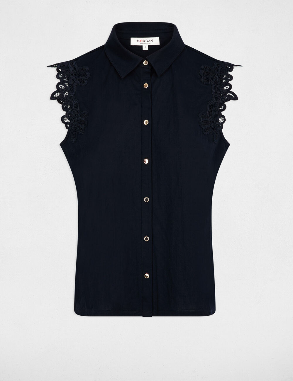 Sleeveless shirt navy blue women