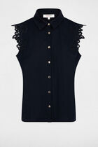 Sleeveless shirt navy blue women