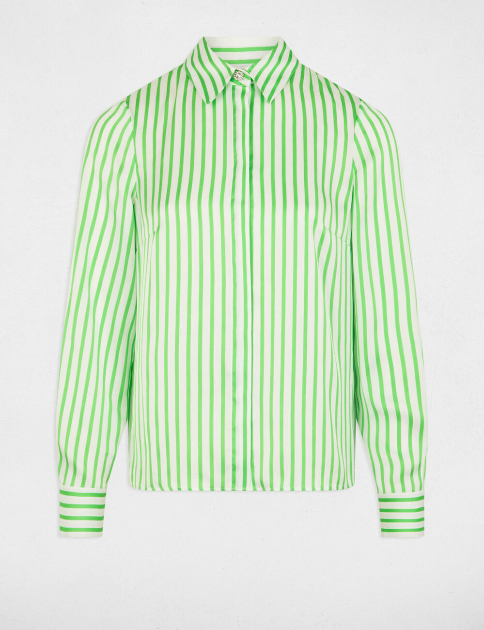 Striped long-sleeved shirt green women