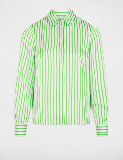 Striped long-sleeved shirt green women