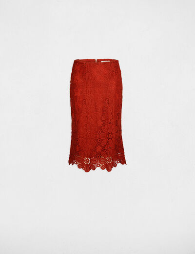 Midi lace skirt dark orange women