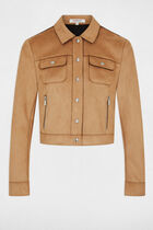 Buttoned suede jacket camel women