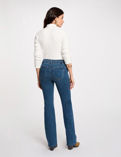 Bootcut jeans pockets buttons stone wash denim women