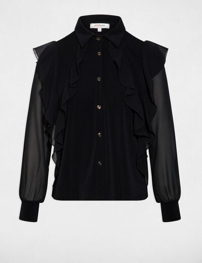 Buttoned voile t-shirt black women