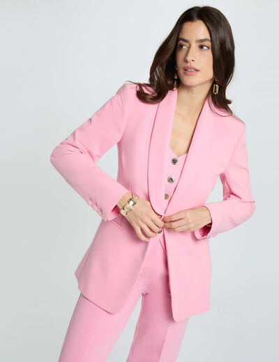 Shawl collar blazer light pink women