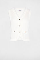Sleeveless openwork cardigan white women