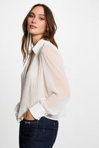 Long-sleeved shirt with pleats white women