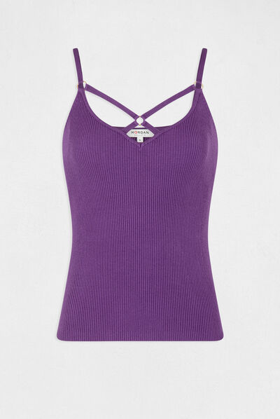 Jumper vest top with crossed straps dark purple ladies'