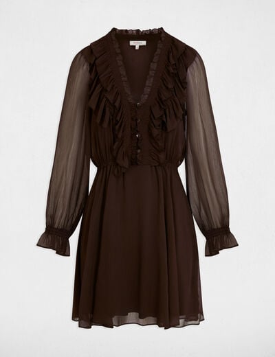 Fitted short dress dark brown women