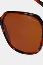 Hexagonal sunglasses brown women