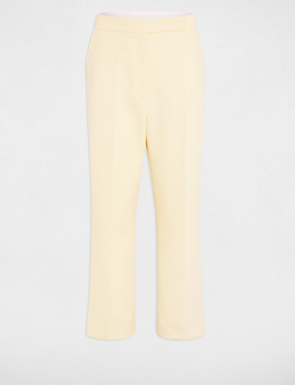 High-waisted straight trousers pastel yellow women