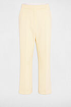 High-waisted straight trousers pastel yellow women