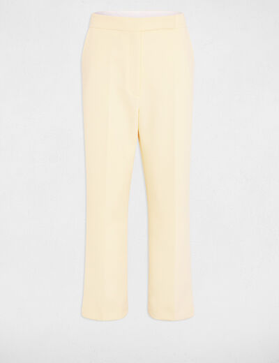High-waisted straight trousers pastel yellow women