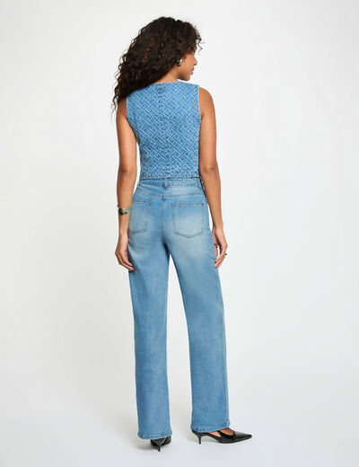 Sleeveless denim jacket denim stone women