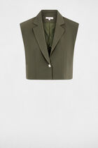 Cropped sleeveless jacket khaki green women