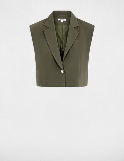 Cropped sleeveless jacket khaki green women