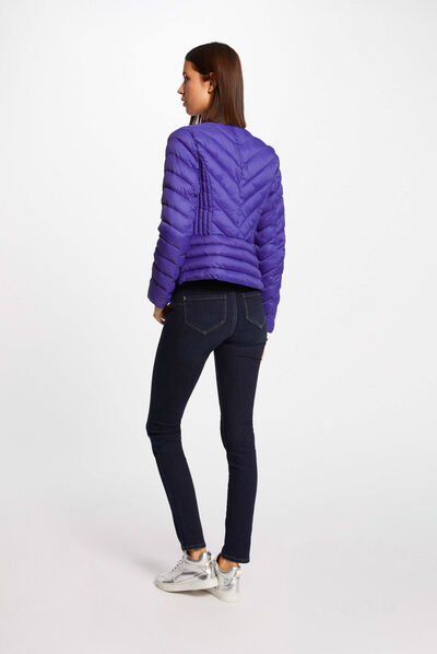 Straight zipped padded jacket purple ladies'