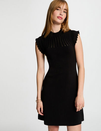 A-line mini knitted dress black women