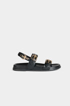 Flat strappy sandals black women