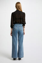 Long-sleeved shirt with pleats black women