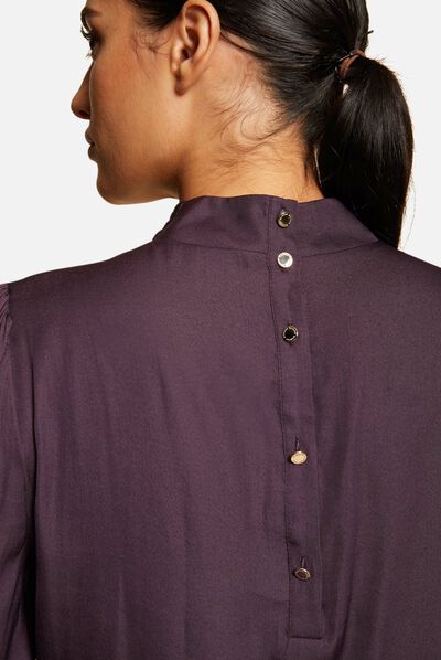 Satin blouse with 3/4-length sleeves plum ladies'