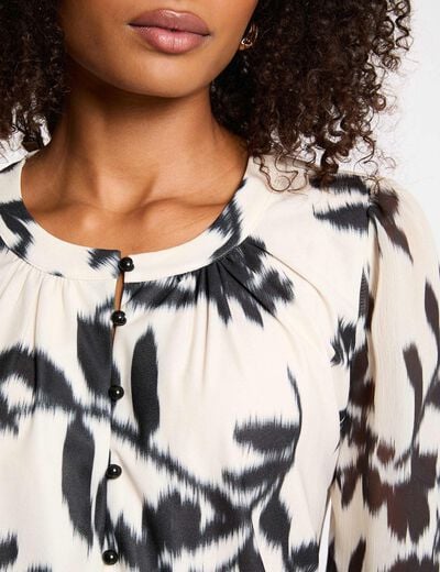 Long-sleeve voile t-shirt white women