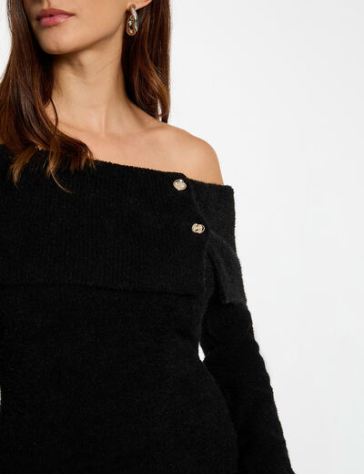 Knitted dress with Bardot neckline black women