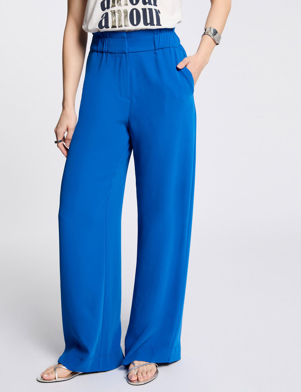 Wide leg trousers electric blue women