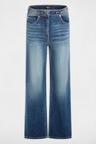 High-waisted wide-leg jeans denim stone women