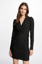 Draped fitted midi dress black women