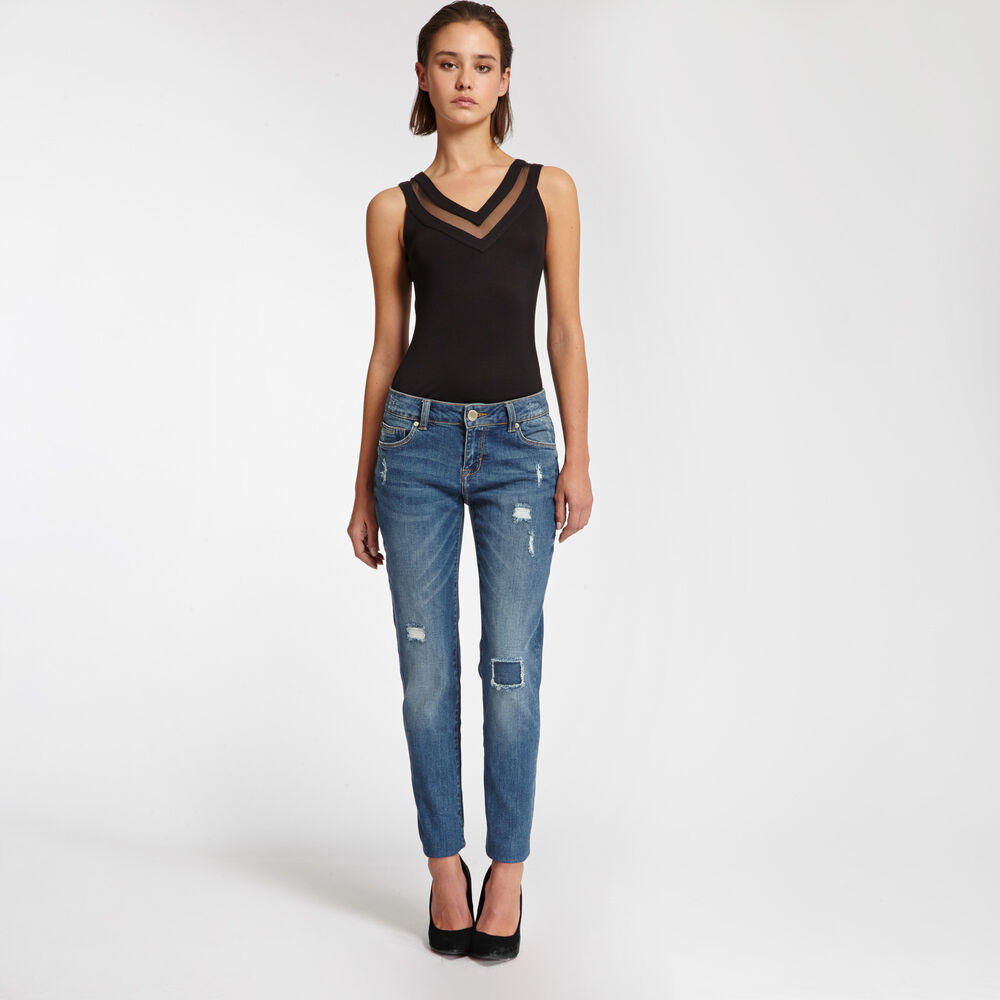 Jersey and tulle top black women