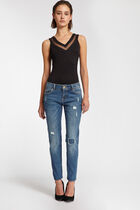 Jersey and tulle top black women