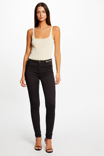 Skinny trousers with chain details black ladies'