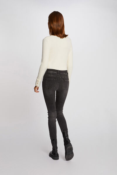 Long-sleeved jumper with fluffy knit ivory ladies'