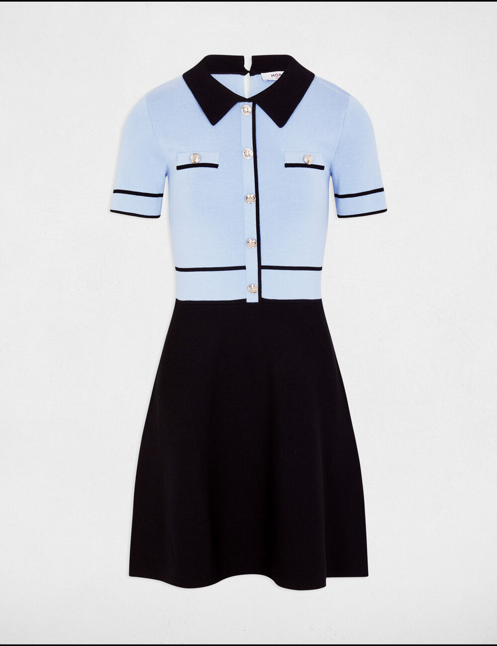 A-line short knitted dress sky blue women