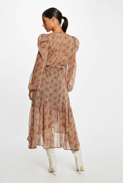 Maxi wrap dress with vegetal print multico ladies'