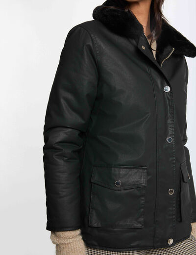 Reversible coated parka black women